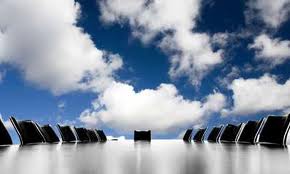 Open Meeting Table With Chairs with Blue Sky Background