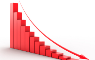 Red Graph With Arrowing following downwards