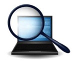 magnify glass with laptop