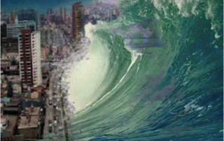 Tidal Wave Approaching City