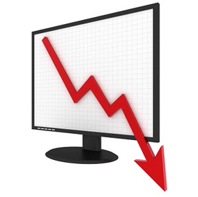 Graph showing declining on a tv