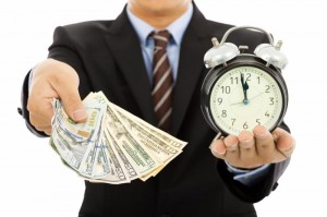 Man with clock and cash