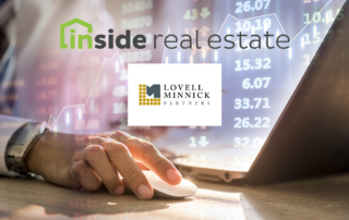 inside real estate, lovell minnick partners - background image- computer with stock data embossed