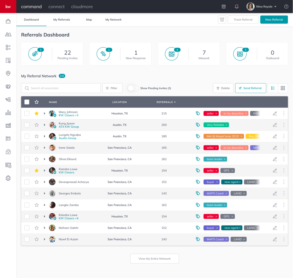 keller williams command referrals screenshot