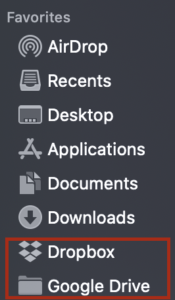 finder with google drive and dropbox