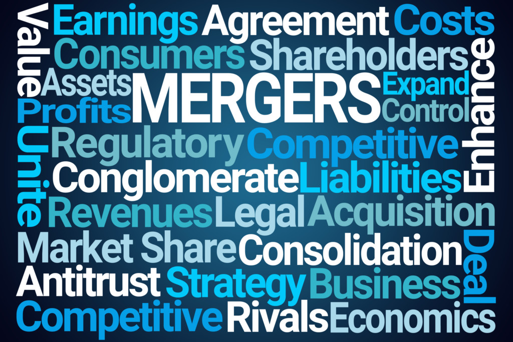 NAR MLS Consolidation Grant Program -Mergers Word Cloud on Blue Background