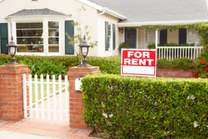 rental home with shrubs