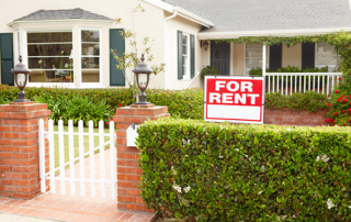 rental home with shrubs