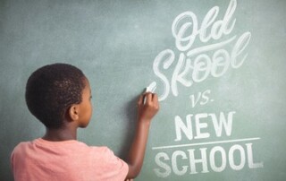 writing old school vs new school in chalk