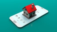 cartoon of home on top of mobile device