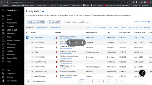 "Likely to sell" screen grab from compassAI