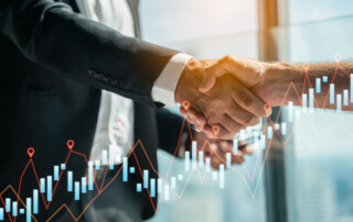 Double exposure of Teamwork,partnership and Social connection in business,Finishing up a meeting,handshake of happy business people after contract agreement to become a partner,collaborative teamwork.