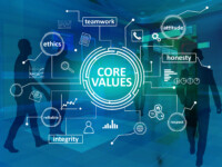 Core Values, business ethics motivational inspirational quotes, words typography concept