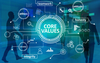 Core Values, business ethics motivational inspirational quotes, words typography concept