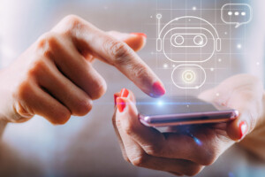 Chatbot offers automated customer support. Image enhanced with graphic details