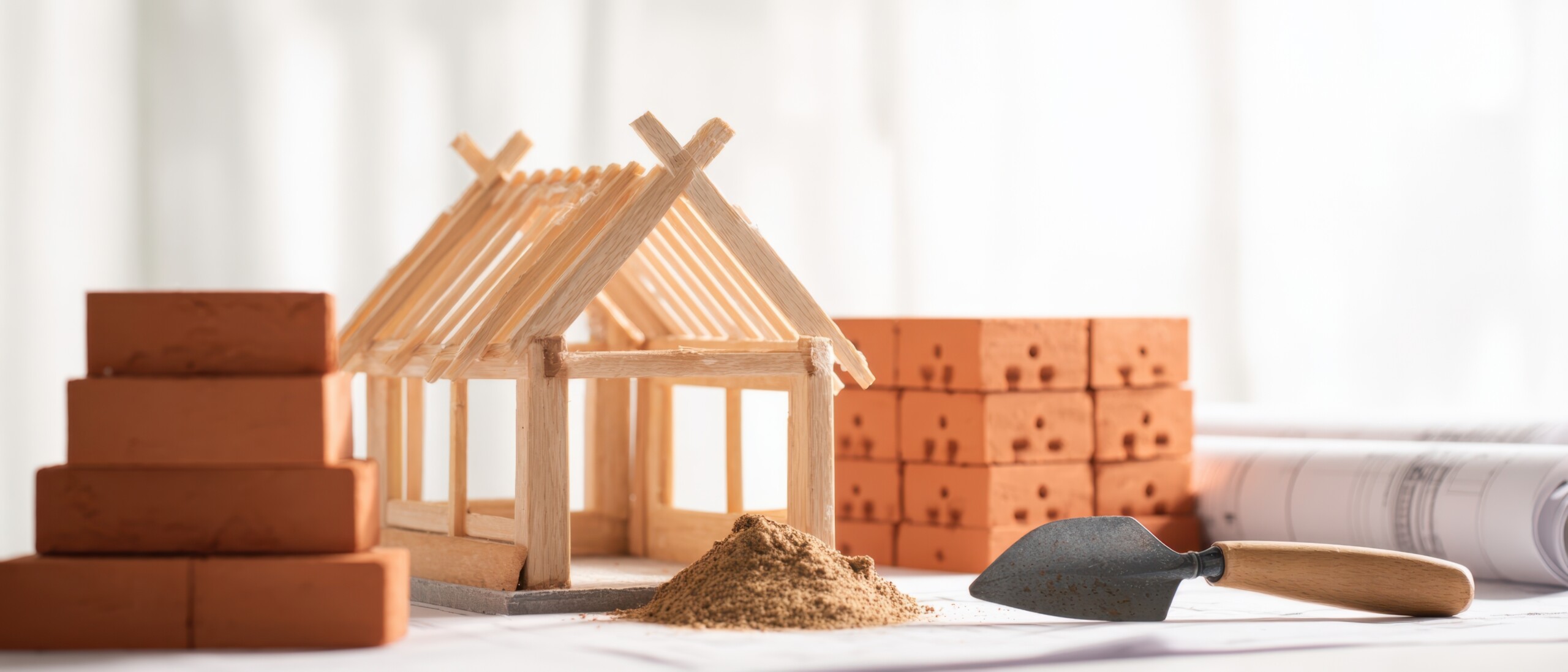 The model house showcasing innovative construction materials and tools for builders.