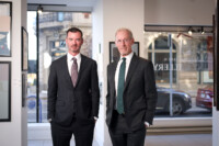 Charlie and Peter Hunt at the Hunt offices in the Brisbane Building on Monday, October 27, 2025. (Photo by Mark Mulville)