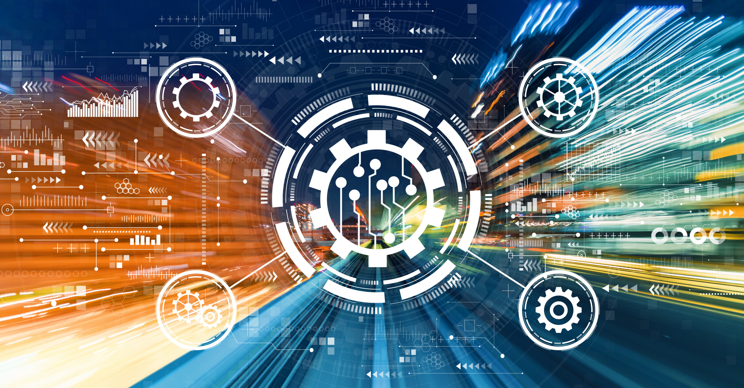 Automation concept with abstract high speed technology motion blur