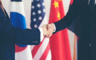 Image of press conference on international cooperation of leaders and businessmen